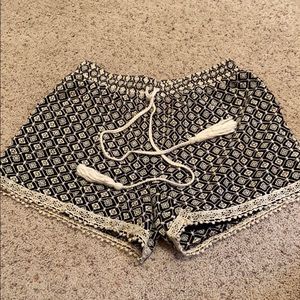 Adorable black and cream crocheted shorts